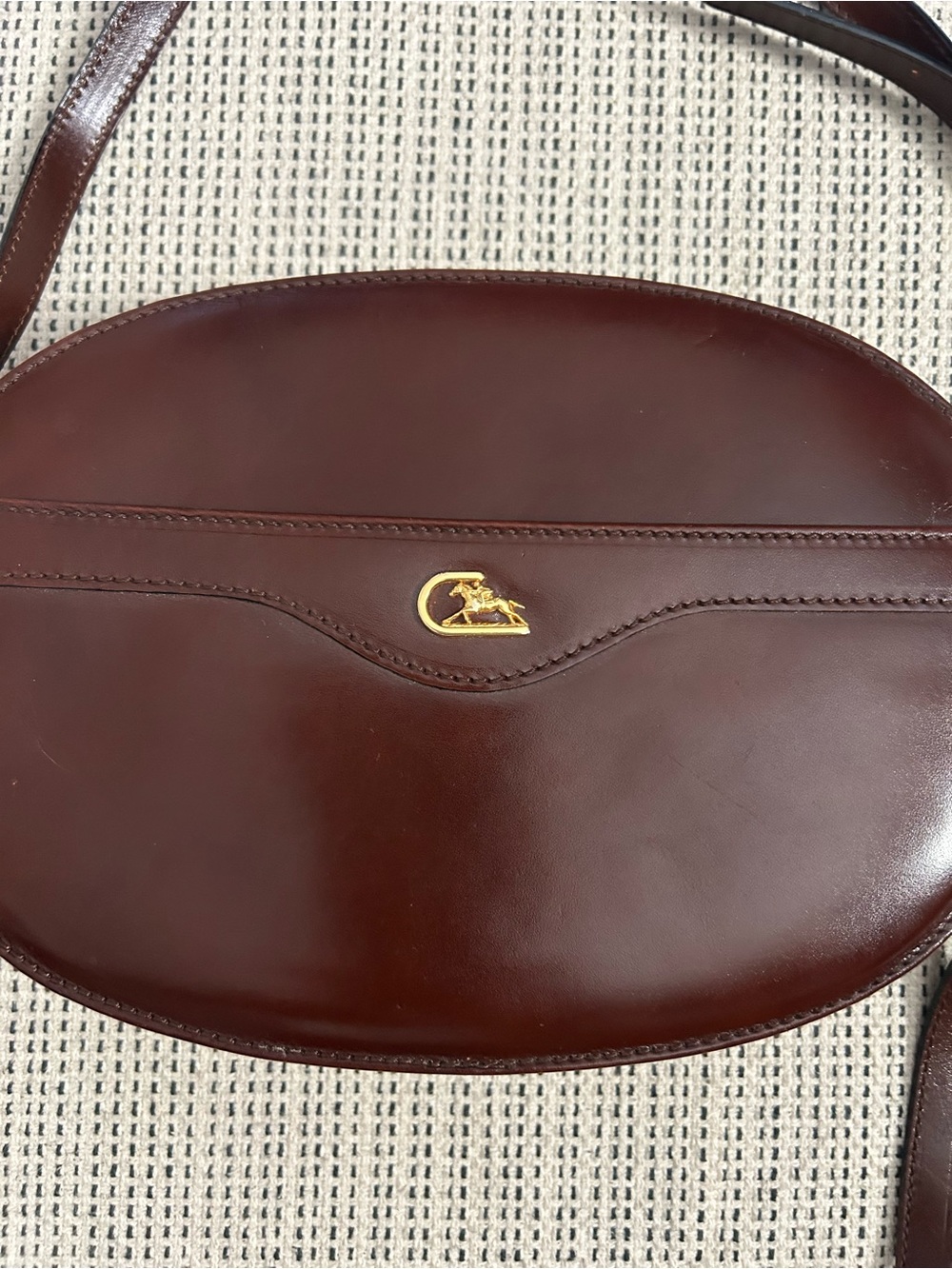 Classic Brown Leather Crossbody Bag with Gold Accent